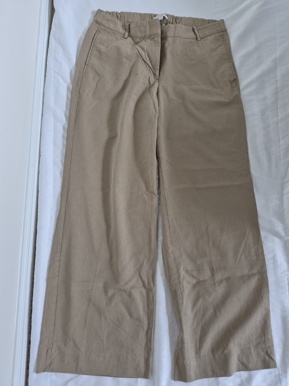 Banana Republic Wide Leg Chino Pants Size Large Tall Tan Khaki Tencel Cotton